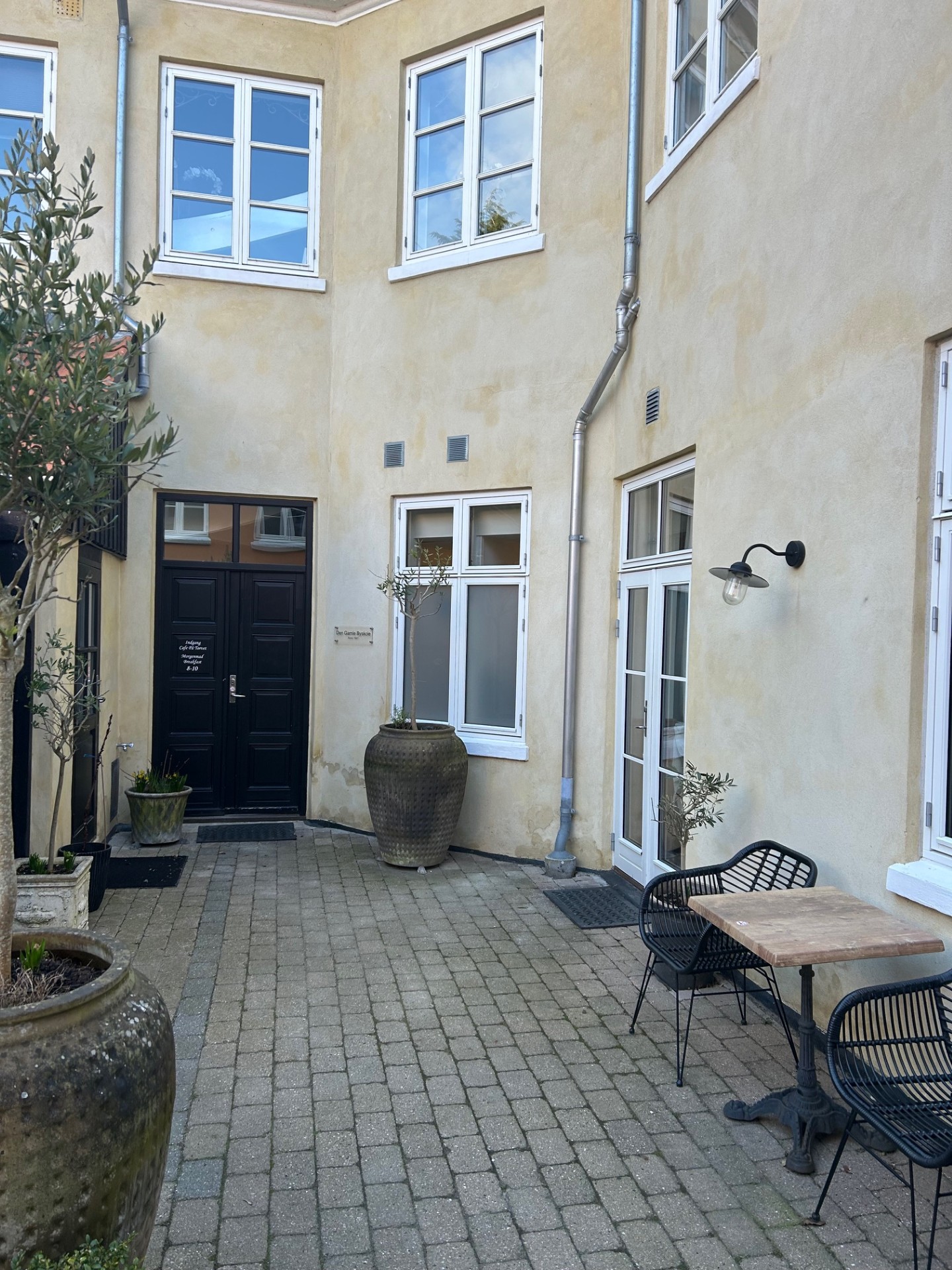 Apartments and entrance